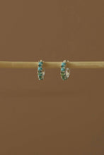 Load image into Gallery viewer, MINI SILVER TURQUOISE HOOPS KW89