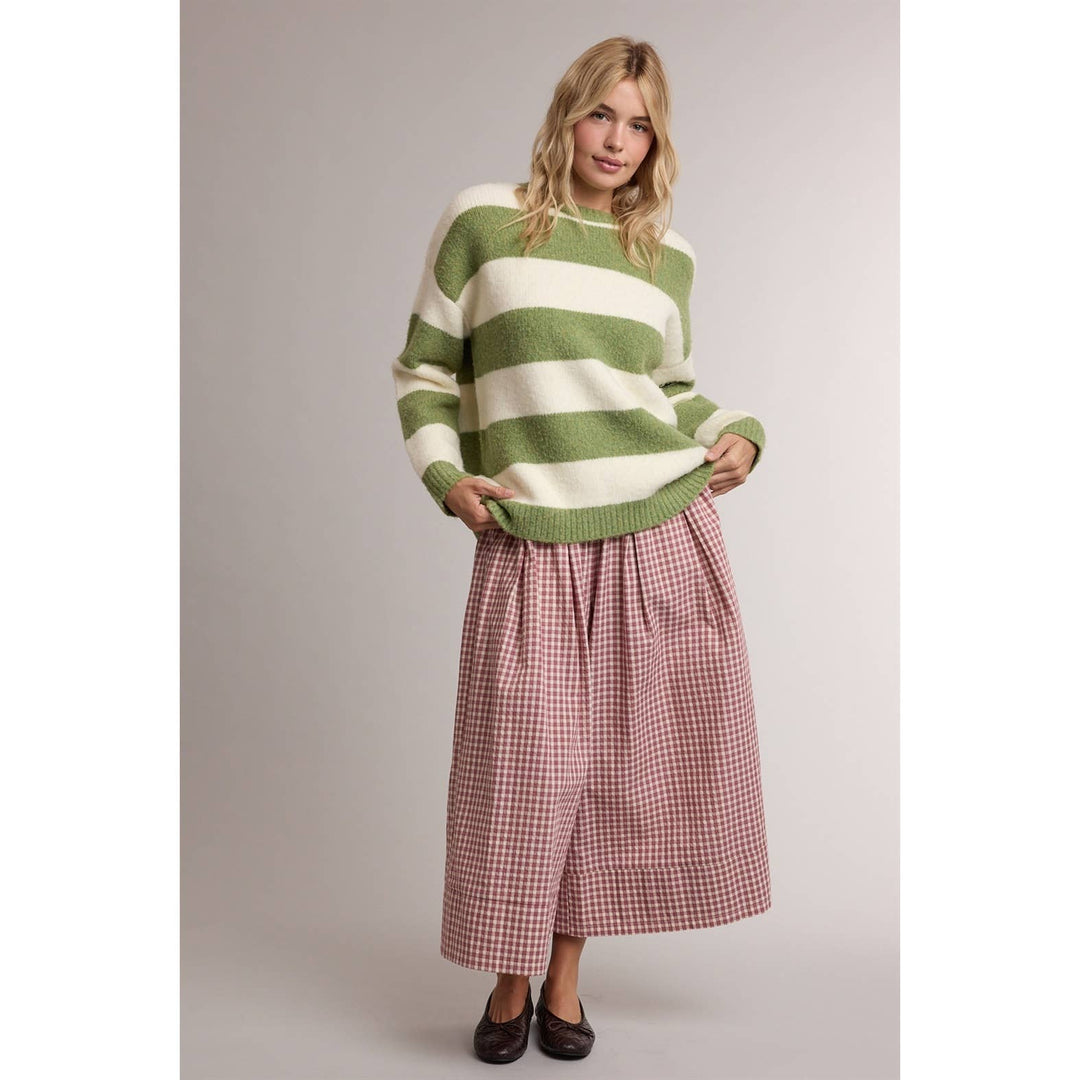GINGHAM WIDE LEG PULL ON PANTS / WL26