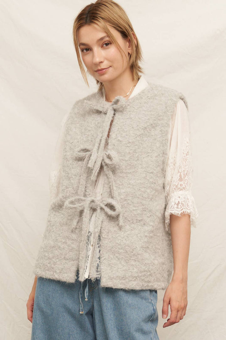 Front Ribbon Tie Sweater Vest EC898