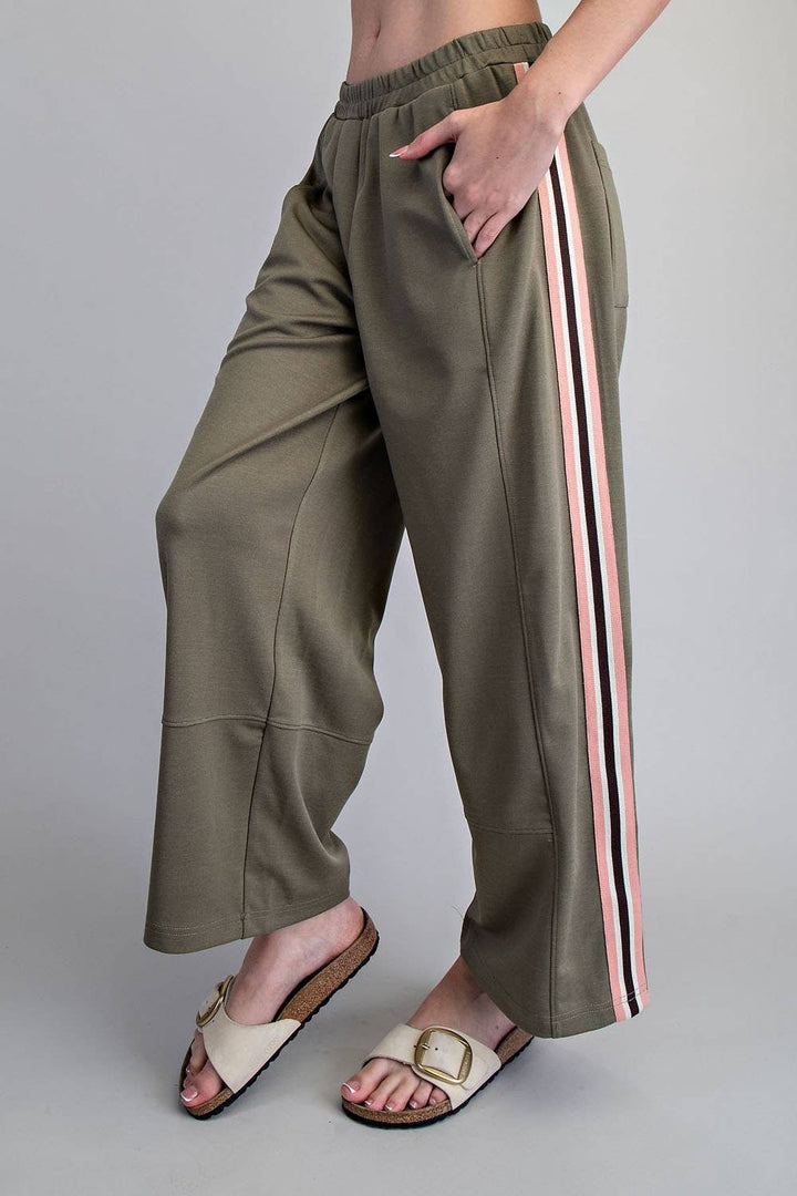 SIDE STRIPE ELASTIC WAIST SPORTY PANTS