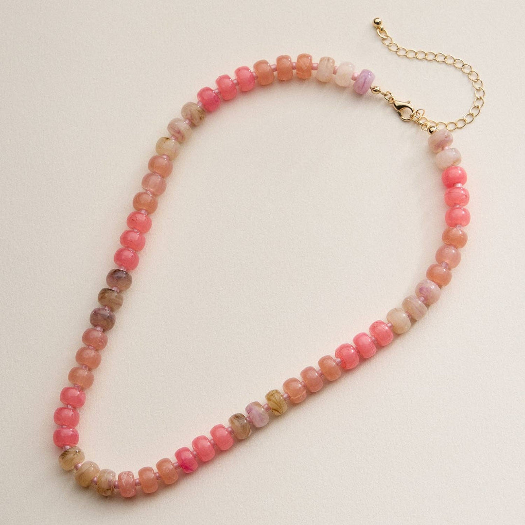 Gradient Color Round Disc Beaded | Necklace FR929