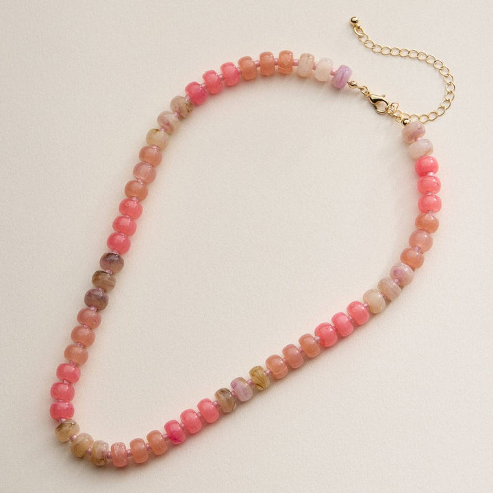 Gradient Color Round Disc Beaded | Necklace FR929