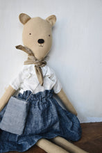 Load image into Gallery viewer, Agatha the Bear Doll- Chambray skirt