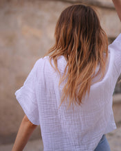 Load image into Gallery viewer, White Double Gauze Cotton V-Neck Top