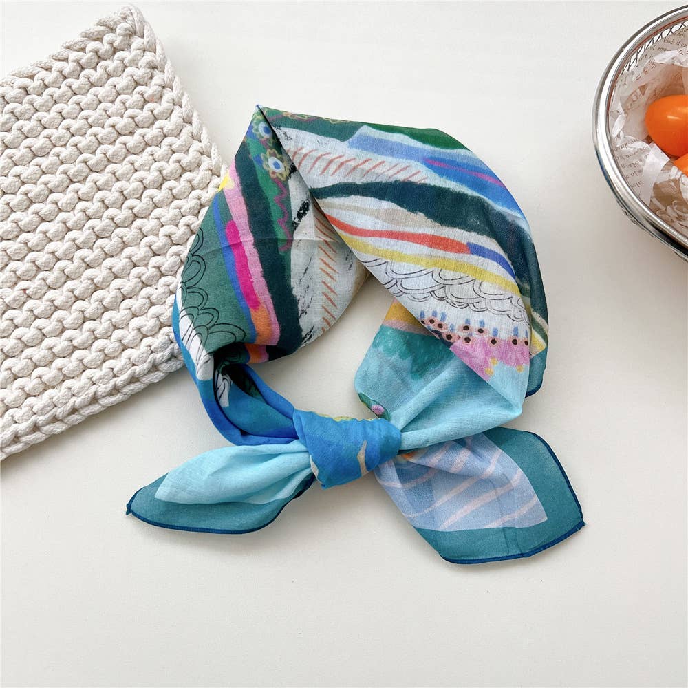 Artistic Wildflower Landscape Print Square Scarf