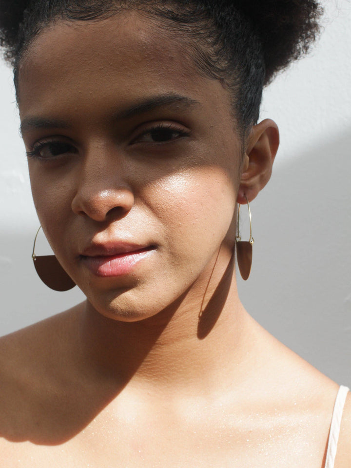 RK10 Matte Gold Half Moon Earrings