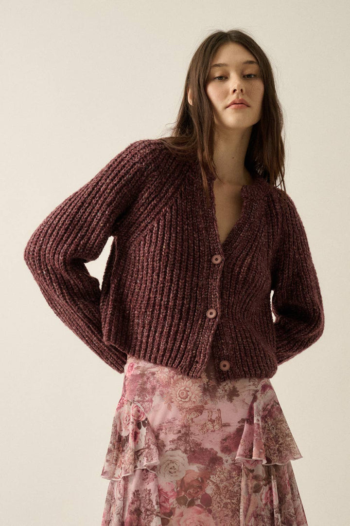 Confetti Button-Front Cardigan Sweater UT28
