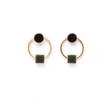 Load image into Gallery viewer, Onyx + Wyoming Jade Duality Earrings MS16