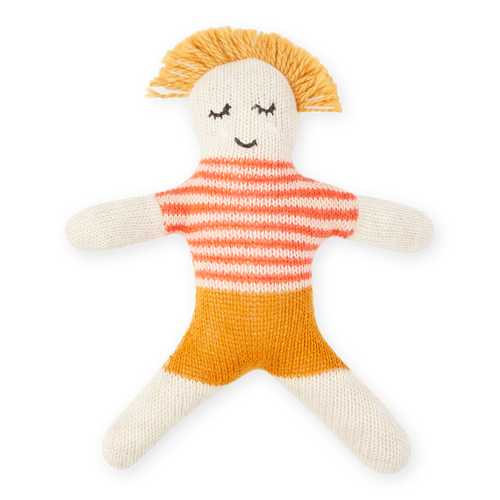 Cotton Knit Baby Rattle Toy: Buddy Red
