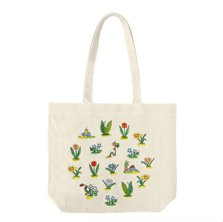 3P4 x Richard Scarry® - Lowly Worm Floral Embroidered Tote TP897