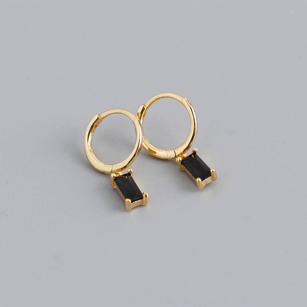Emerald Cut Color Gem Drop Earrings in 925 Sterling Silver