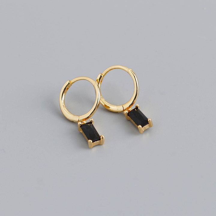 Emerald Cut Color Gem Drop Earrings in 925 Sterling Silver