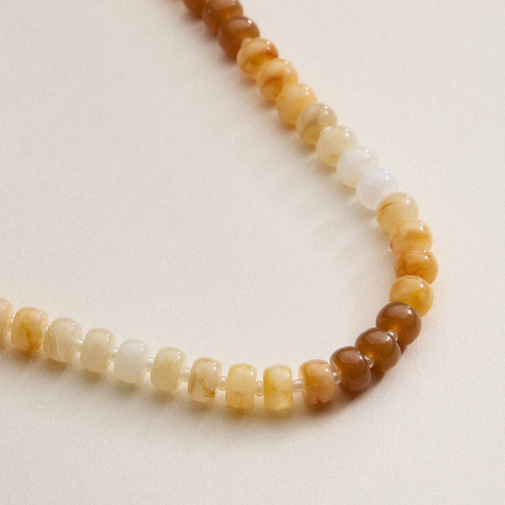 Gradient Color Round Disc Beaded Necklace DMT