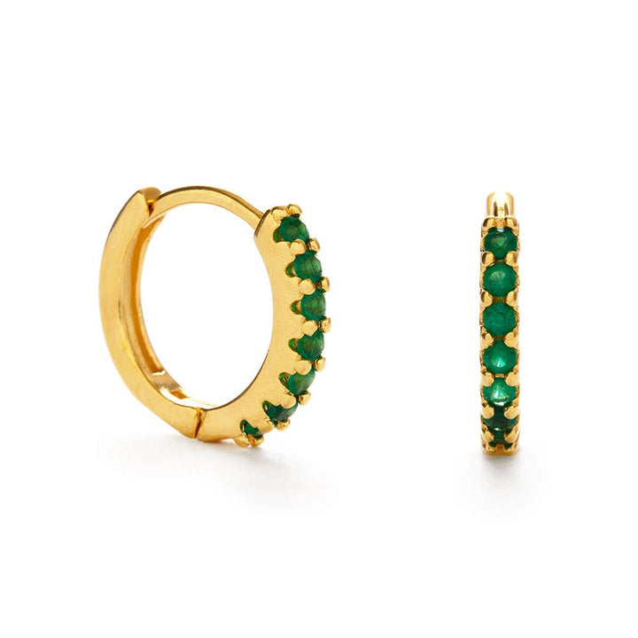 15mm Emerald Green Huggie Hoop Earrings AS72