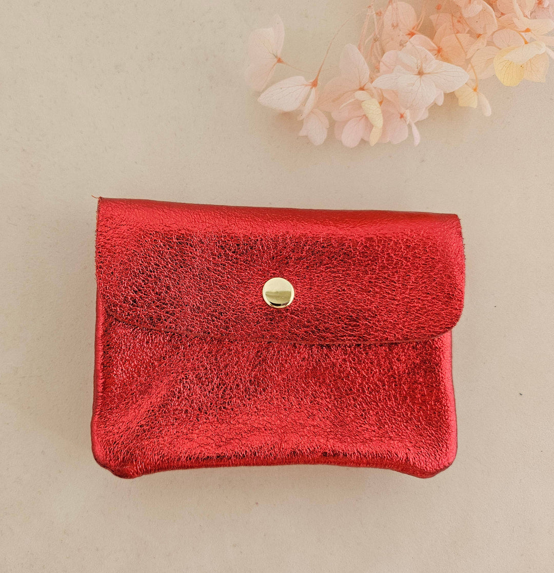 Metallic leather Kangoo wallet: Rose RM349