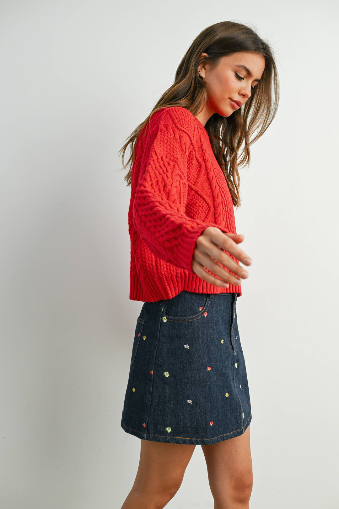 Fall Casual Solid Cable Knit Sweater - BMW719