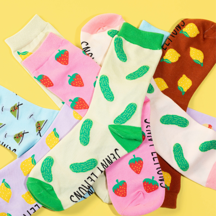 Pink Colorblock Pickle Crew Socks