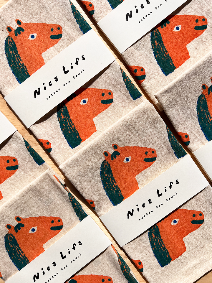 Horse Cotton Tea Towel NICE3