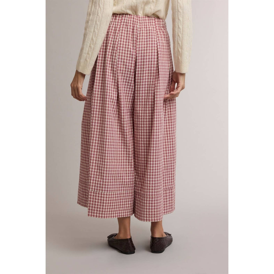 GINGHAM WIDE LEG PULL ON PANTS / WL26