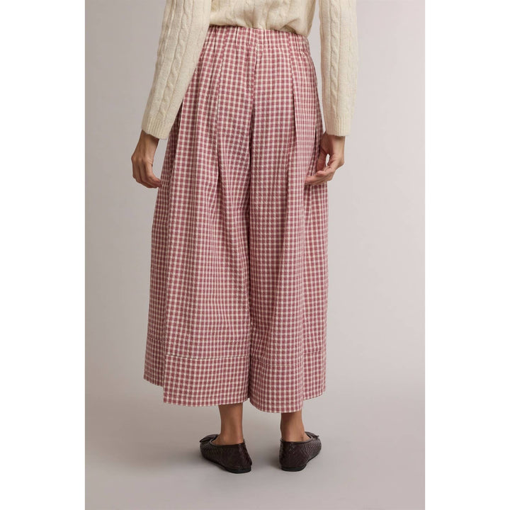 GINGHAM WIDE LEG PULL ON PANTS / WL26
