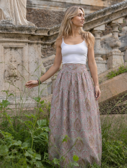 Cotton Maxi Skirt ~ Soft Pink DVE32