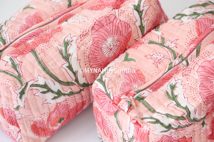 Peach poppies print travel/make up/organizer MH876
