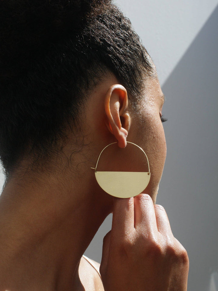 RK10 Matte Gold Half Moon Earrings