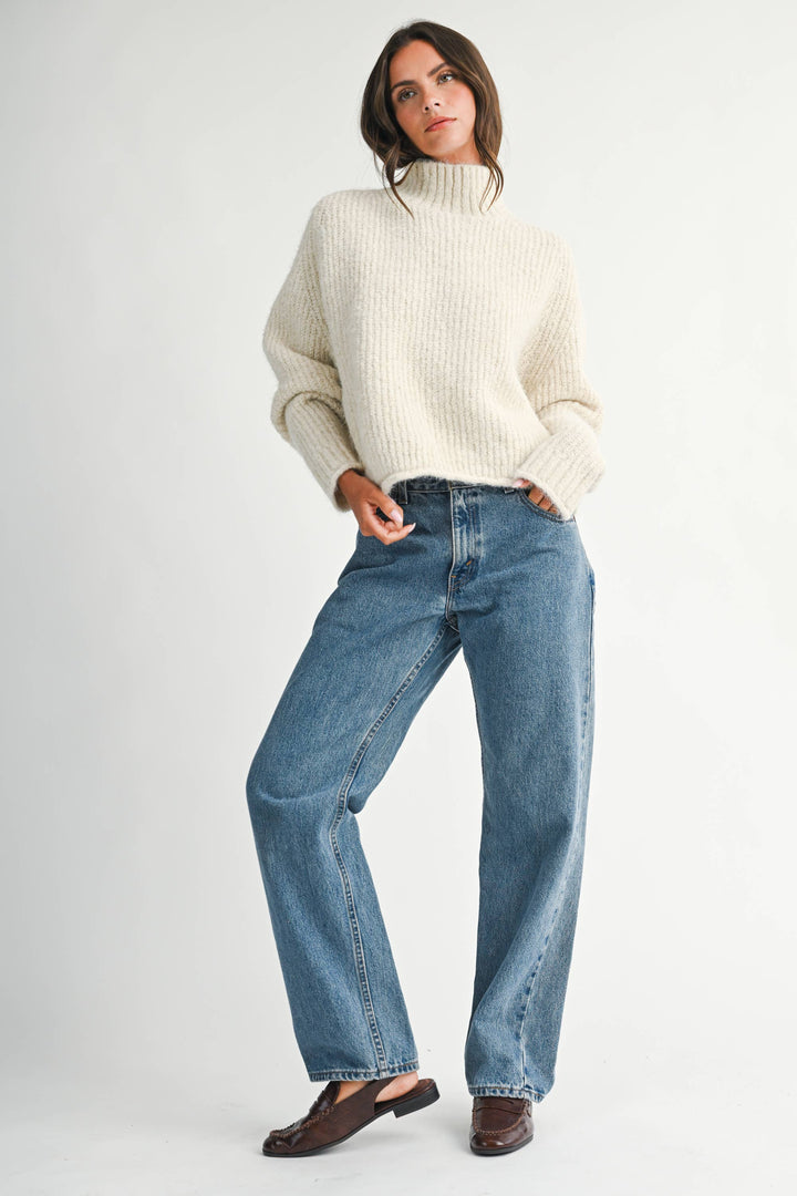 348K Soft Brushed Mock Neck Sweater