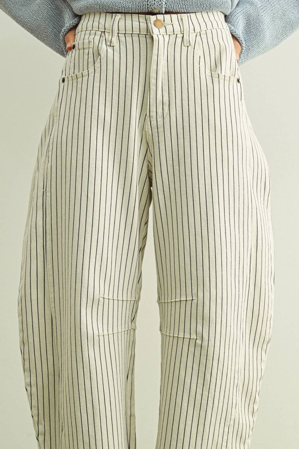 PINSTRIPED BARREL PANTS MM763