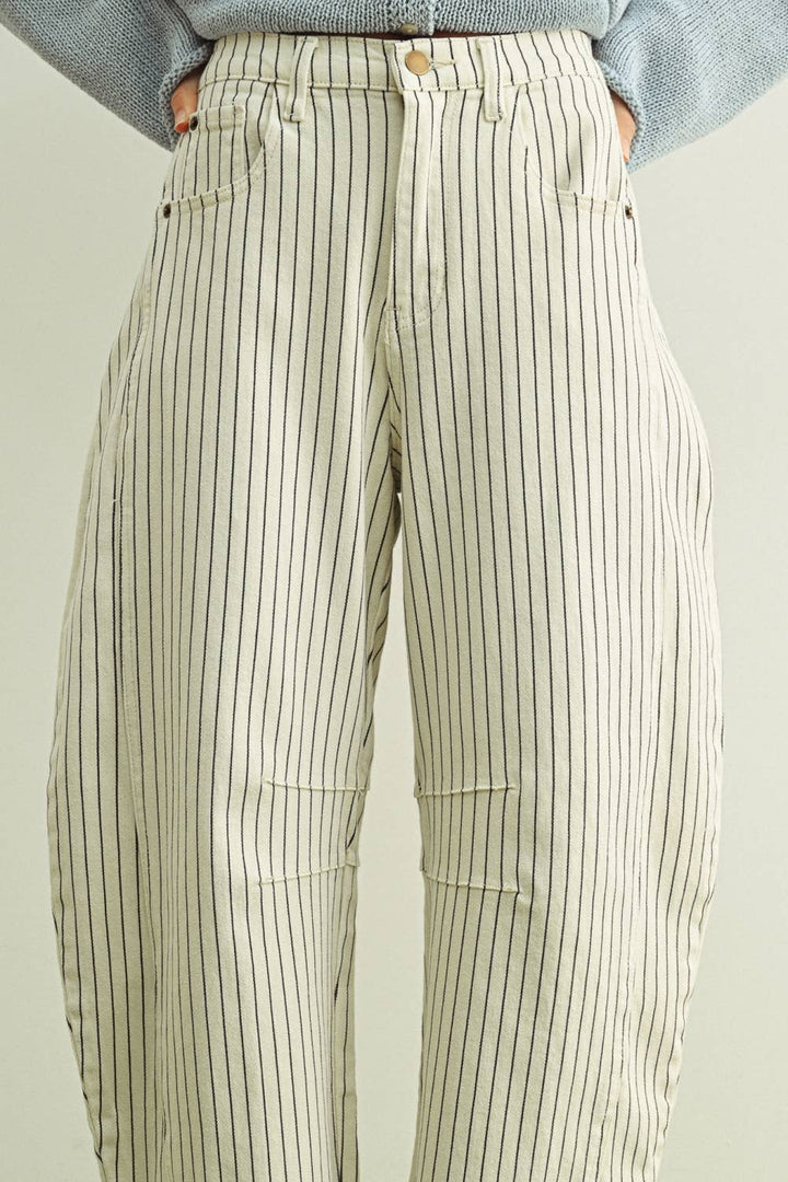 PINSTRIPED BARREL PANTS MM763