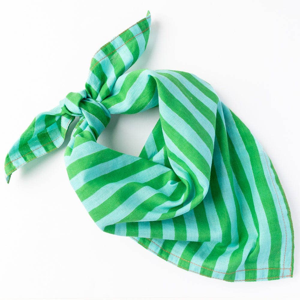 Naomi Bandana Stripe Green Blue INK82