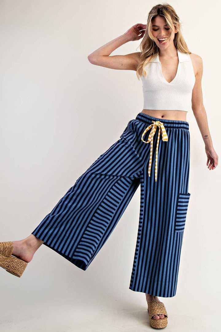 PL7632 - STRIPED SIDE POCKET PANTS