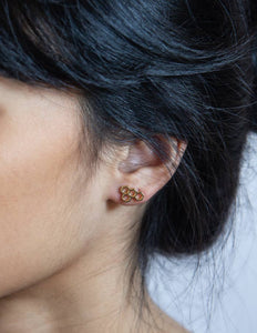 Gold Honeycomb Stud Earrings - Game Day, Holiday/Stocking Stuffer Jewelry