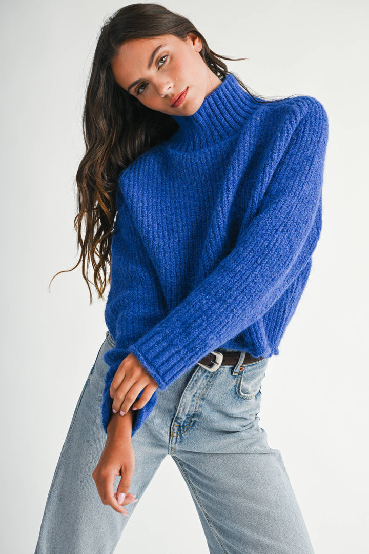 348K Soft Brushed Mock Neck Sweater