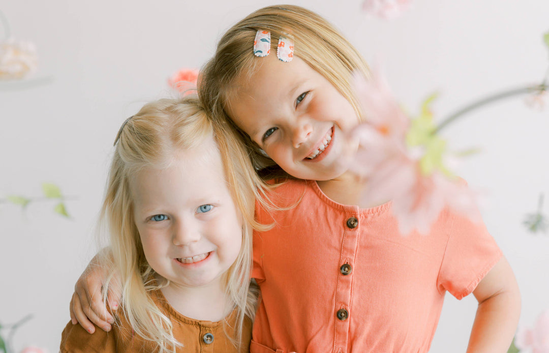 Winifred Organic Orange Dot Fabric Hair Clips FC93