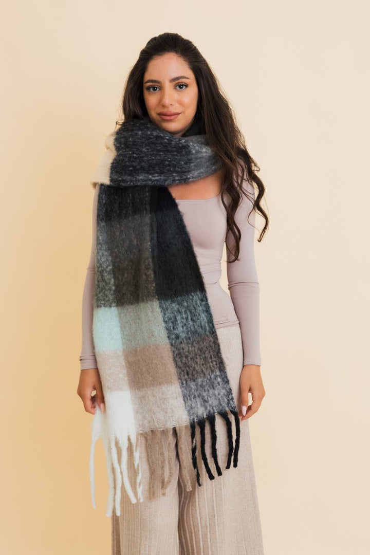 Cozy Breeze Oversized Fringe Scarf - Fall &amp; Winter Essential LT223