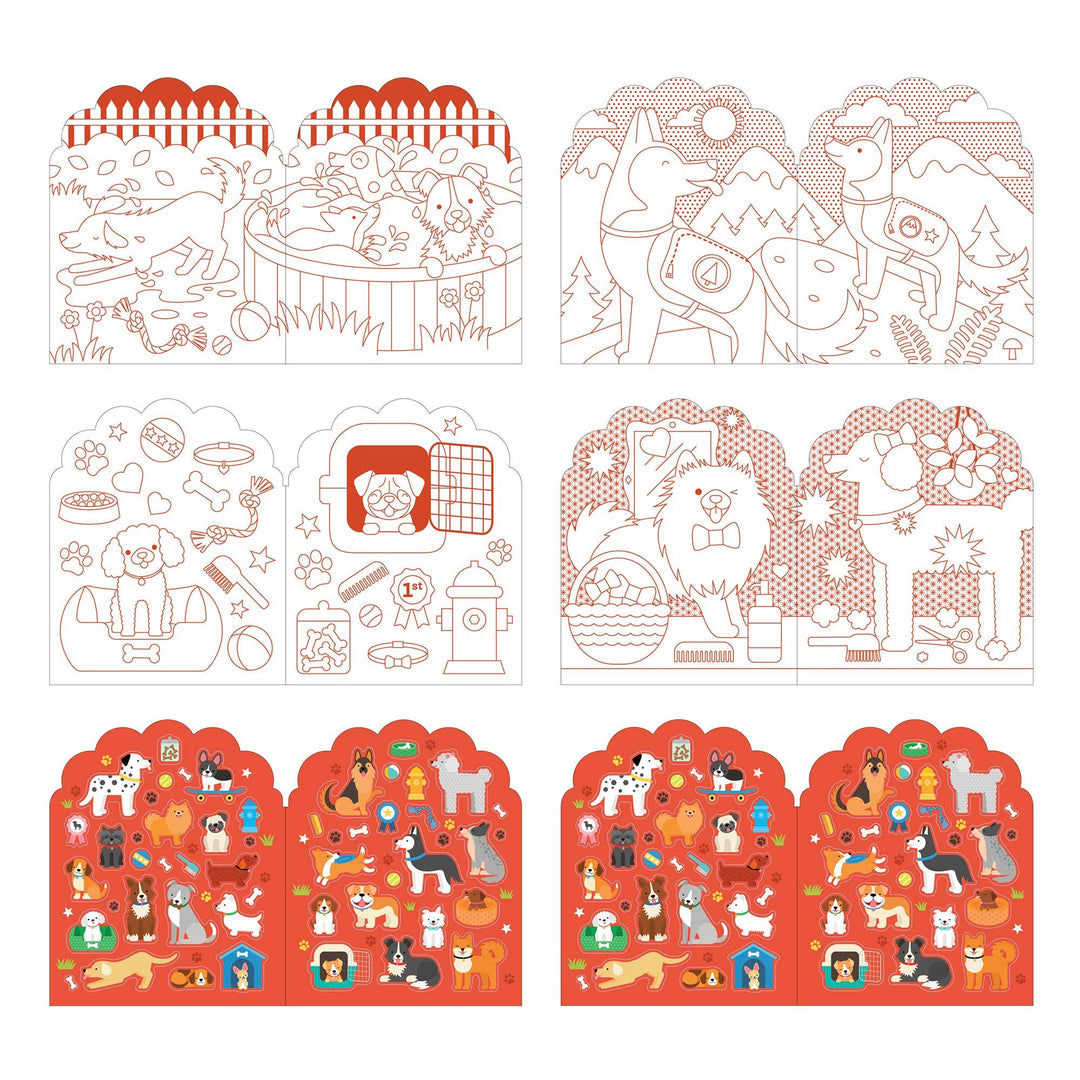 Coloring Book With Stickers: Dogs