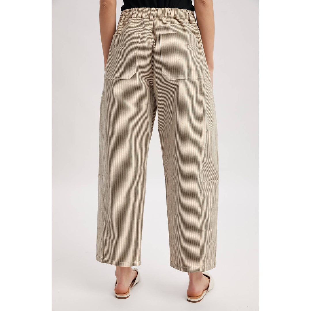 PINSTRIPE RELAXED WIDE LEG COTTON PANTS / WL25