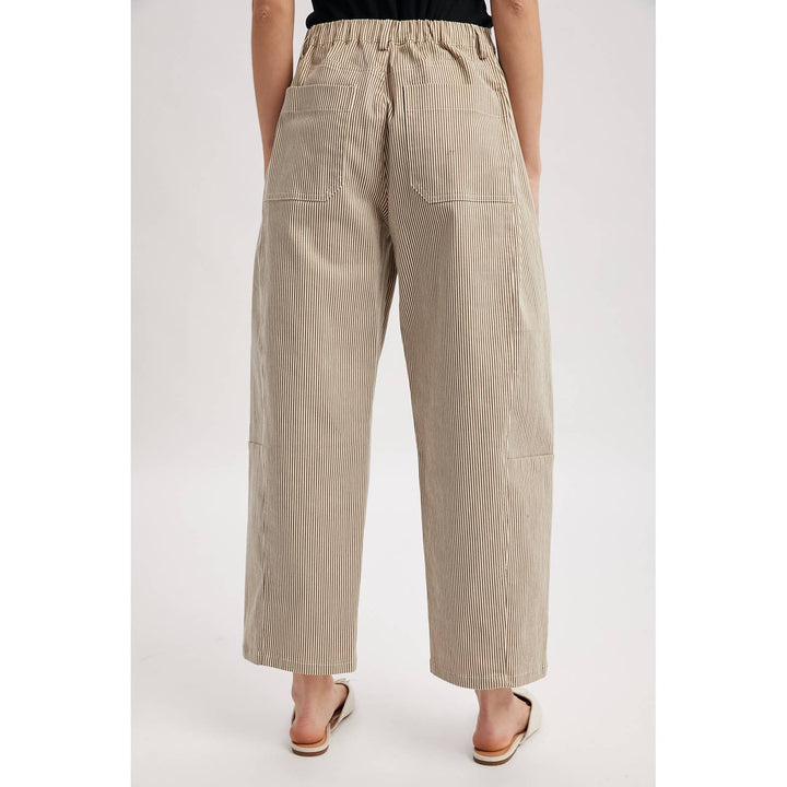 PINSTRIPE RELAXED WIDE LEG COTTON PANTS / WL25