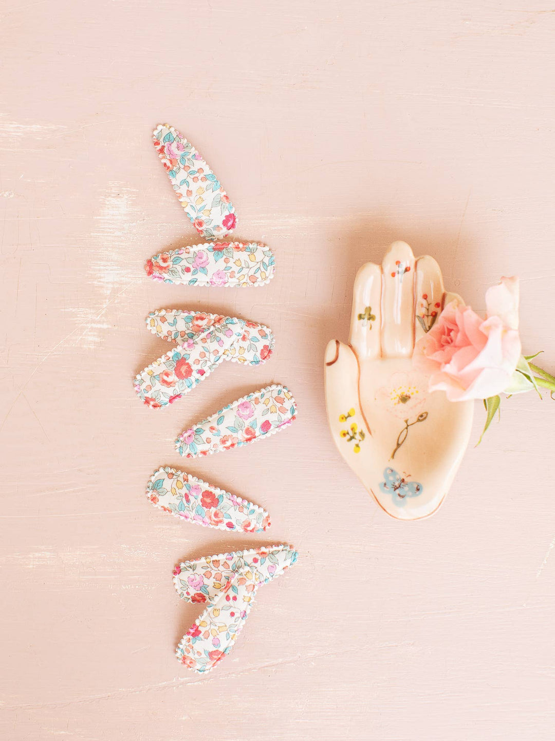 Pink Raised Stitch Fabric Hair Clips FC97