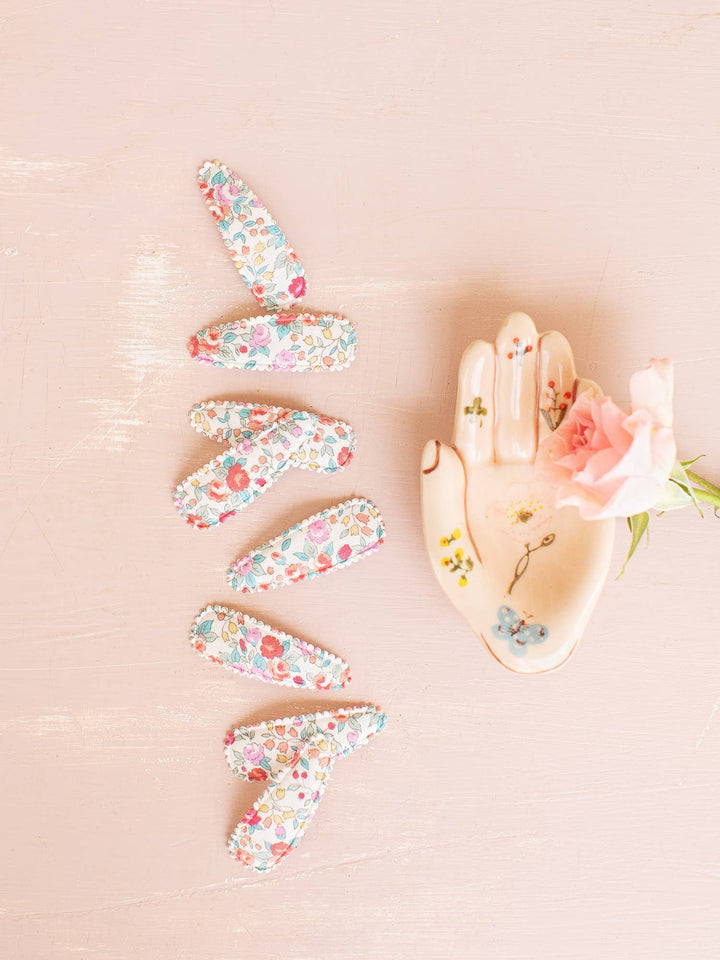 Pink Raised Stitch Fabric Hair Clips FC97