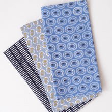 Load image into Gallery viewer, Sunburst Dusty Blue Block Printed Napkins - set of 4 GM10