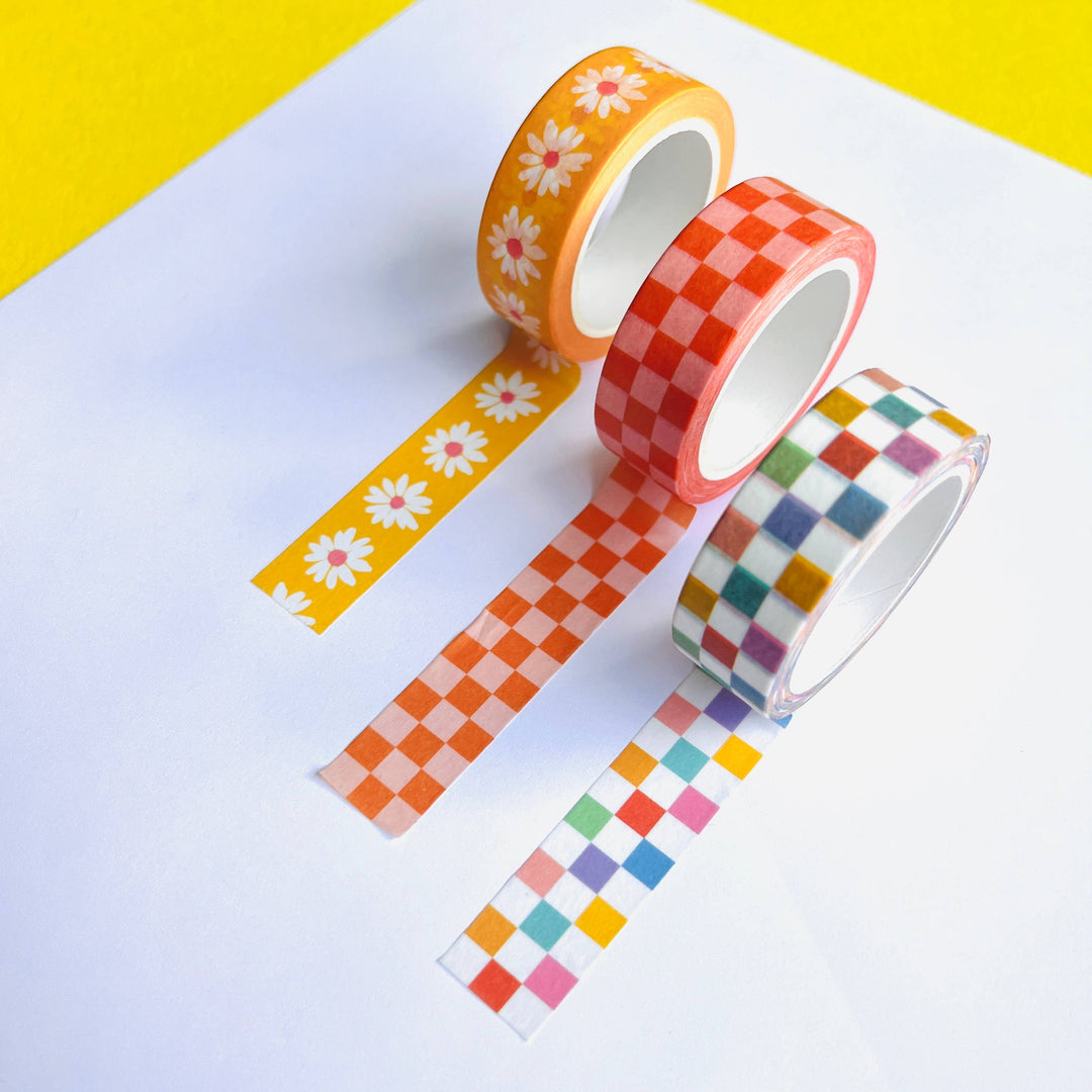 CORAL BLUSH CHECKERBOARD WASHI TAPE MD24