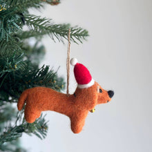 Load image into Gallery viewer, Felt Dachshund Dog with Christmas Hat GN27