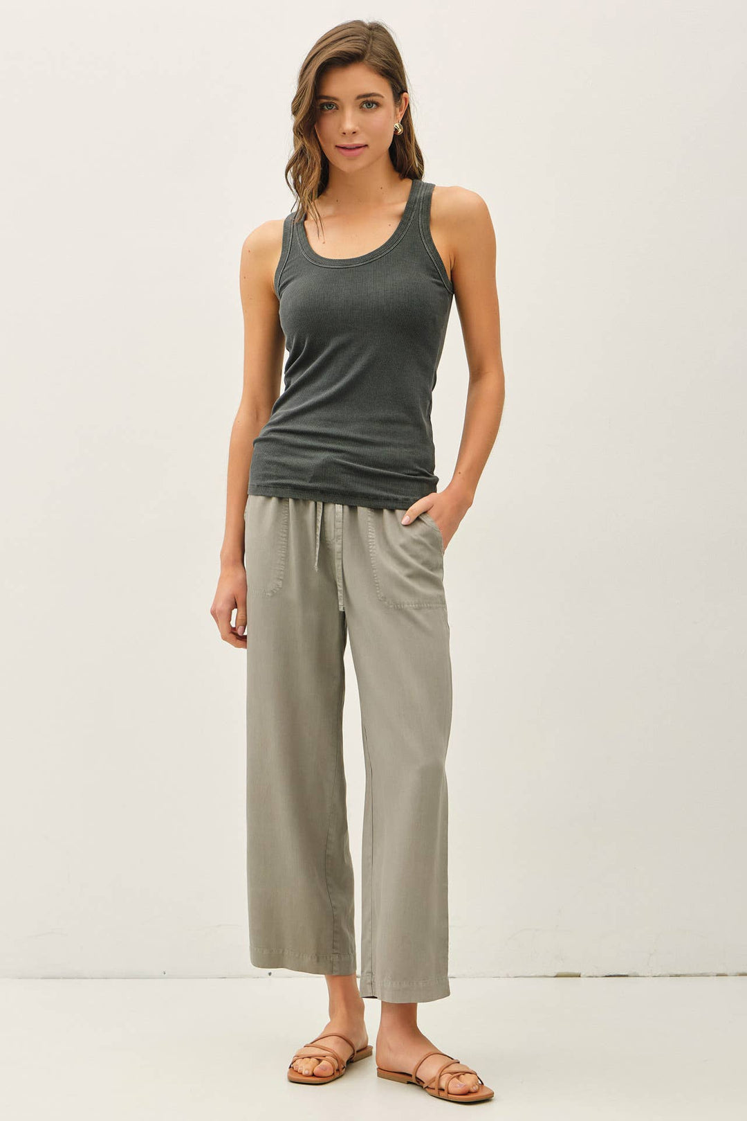 TENCEL DRAWSTRING WIDE LEG PANTS BC234
