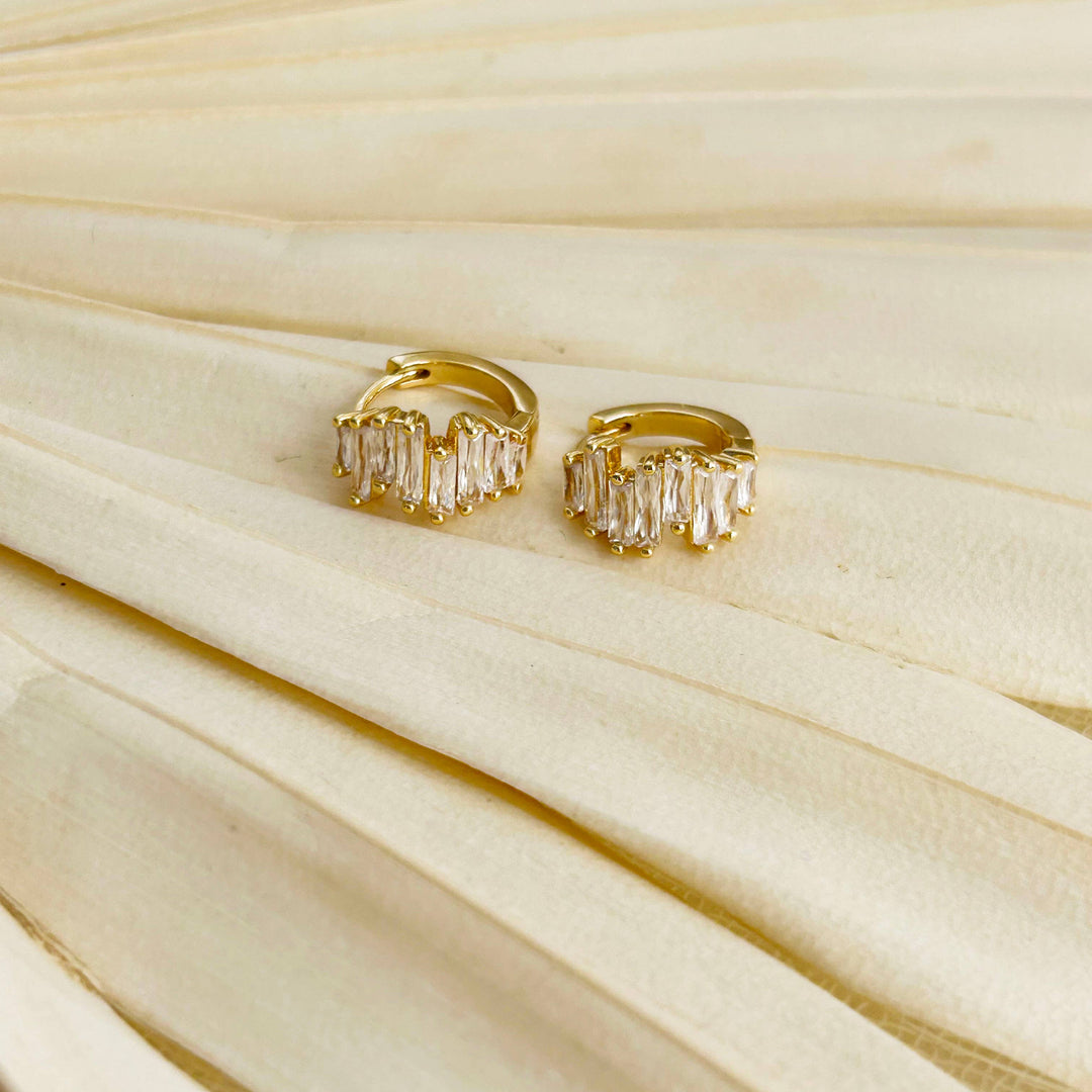Dainty Gold Crystal Huggies KT692