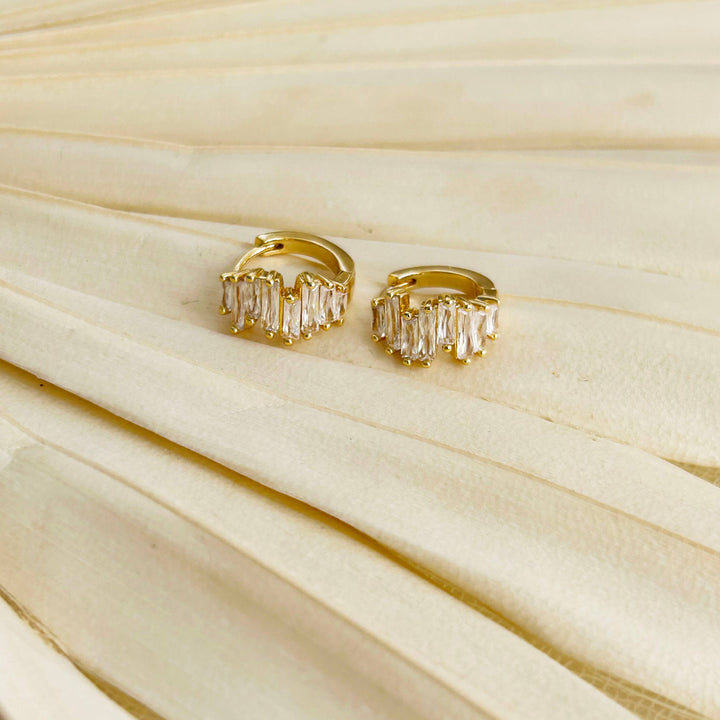 Dainty Gold Crystal Huggies KT692