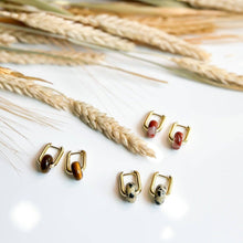 Load image into Gallery viewer, Tiger&#39;s Eye Hoops