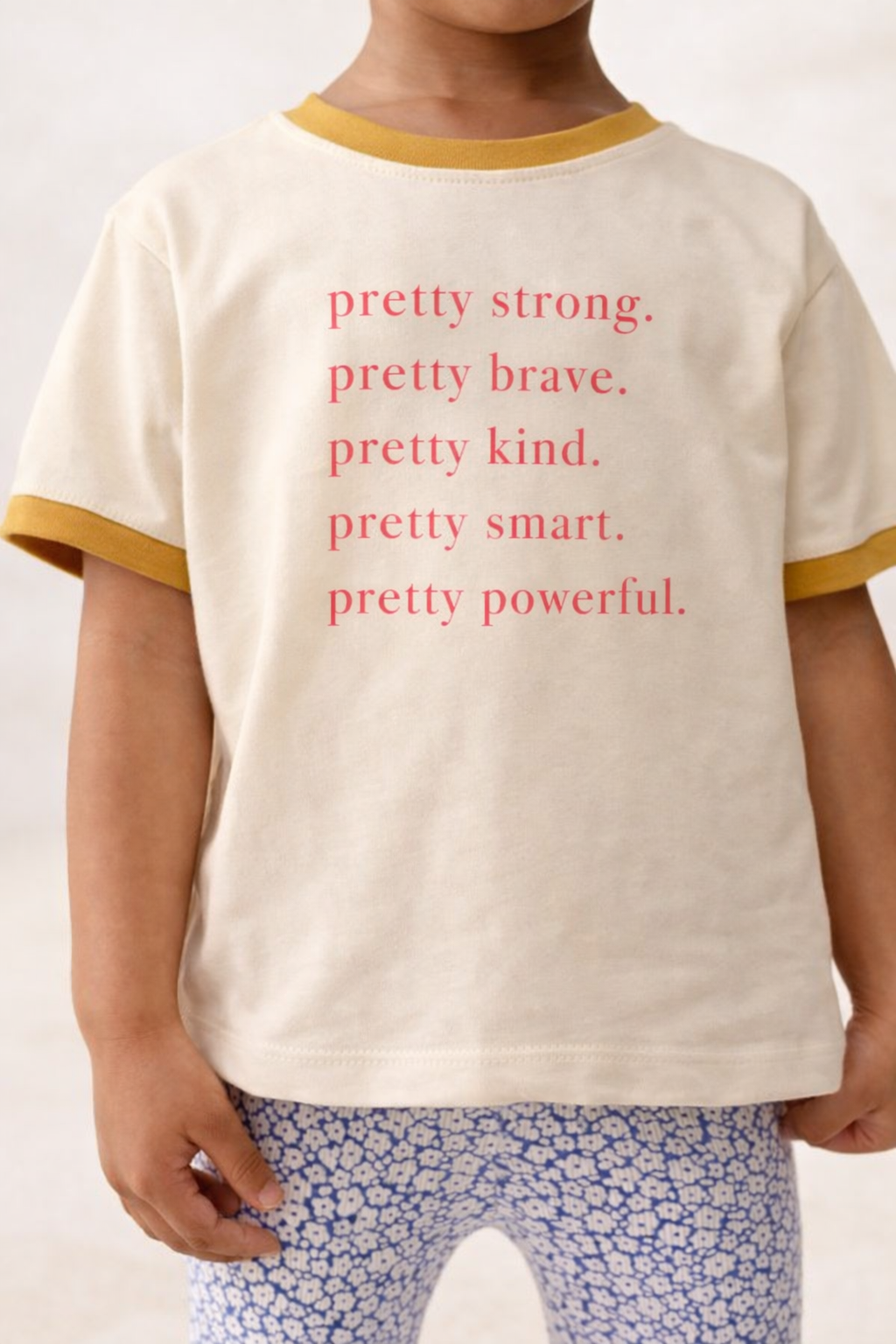 Pretty Brave, Pretty Strong Kids Ringer, empowering shirts PP843