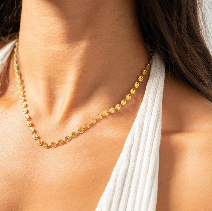 Gianna sunburst chain necklace | 18k gold plated BRN36